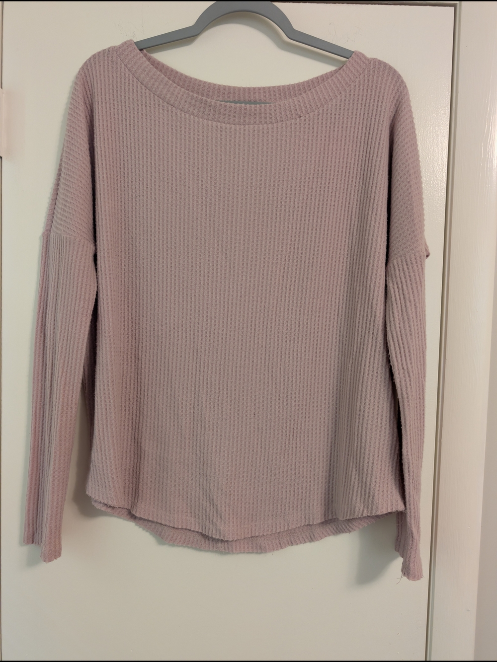 Aeropostale Seriously Soft Dusty Pink/Blush Waffle-Knit Long Sleeve Top - Size S